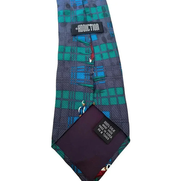 Addiction Green Hand Made 100% Silk Golf Country Club Tie - Picture 3 of 4